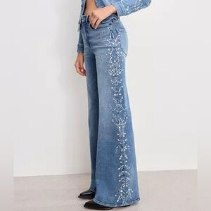 FITELLE PARIS Sonne Embellished Beaded Lacey Boot Cut Women's Jeans 30